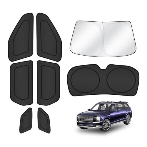 Windshield Sun Shade for Hyundai Palisade LX3 2026 Car Window Shades Thicken UV Block and Blackout Privacy Foldable Sunshades 8PCS Accessories Keep Cool Sun Visor Covers (8 Count)