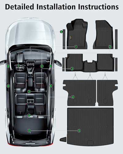 Floor Mats & Cargo Liner & Backrest Mat Custom for Jeep Compass 2017 (160 Ounce)