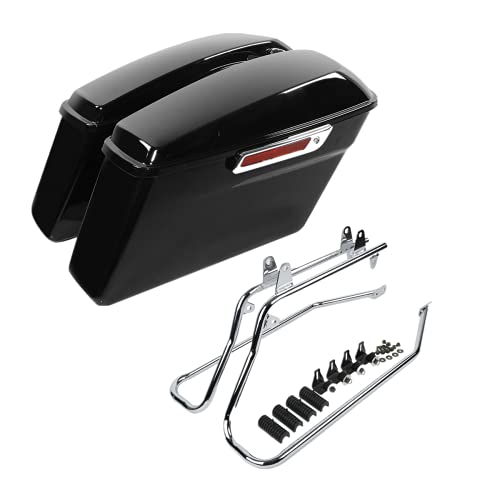 Motorcycle Saddlebags with Chrome Conversion Brackets Fit For Harley Softail Deluxe Heritage Softail 1984 (2 Count)