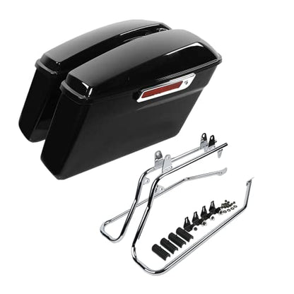 Motorcycle Saddlebags with Chrome Conversion Brackets Fit For Harley Softail Deluxe Heritage Softail 1984 (2 Count)