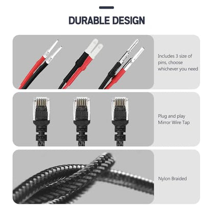 3PCS 16.5" Radar Detector Hardwire Power Cord Mirror Wire Plug Tap (3 Count)