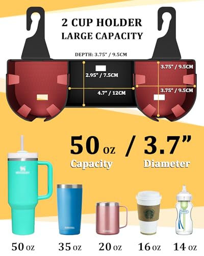 Car Headrest Backseat Cup Holder 3.7" (44 Count)