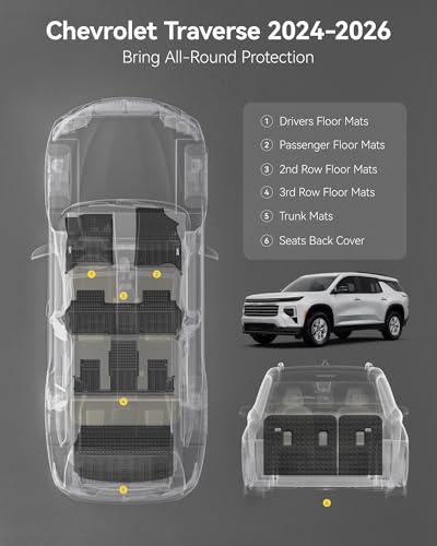 Floor Mats & Cargo Liner with Backrest Mat for Chevy Traverse 2024