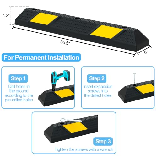2PCS Rubber Parking Guide Tire Blocks