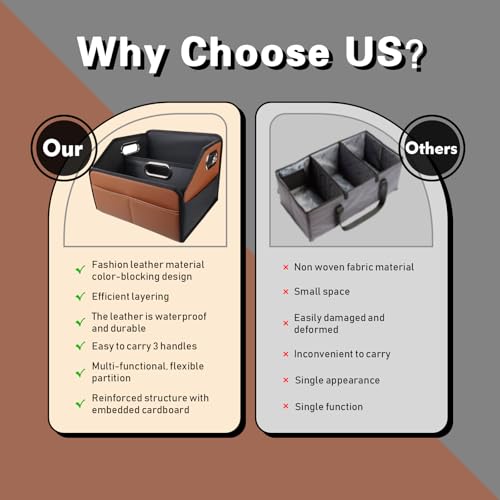 Leather Car Storage Organizer for back front Passenger Seat Brown
