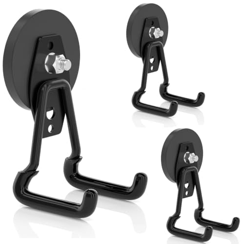 Strong Magnetic Hooks Heavy Duty Upgraded Large Magnetic Garage Hook (3 Count)