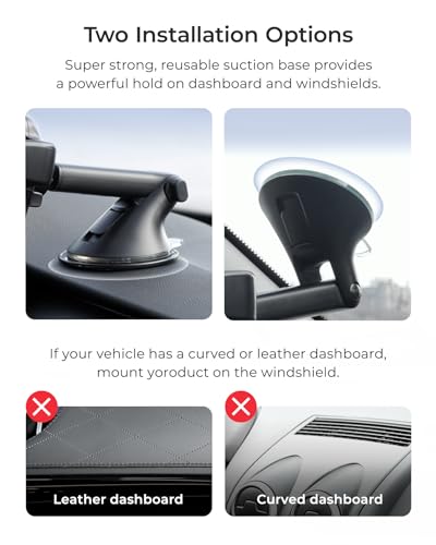 Easy One Touch Advanced Universal Car Mount Dashboard & Windshield Suction Cup Phone Holder for iPhone
