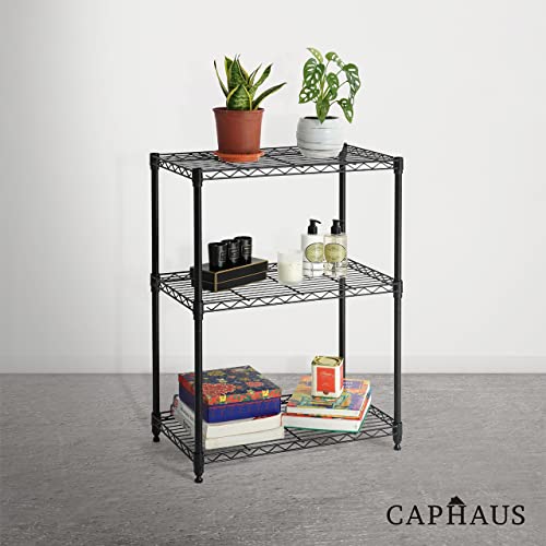 3/4/5-Tier Adjustable Height Wire Shelving Unit, Metal Steel Storage Shelve, Rack Shelving, Garage Shelving Storage Organizer, Utility Storage Shelf, 3-Tier Without Wheels, Black