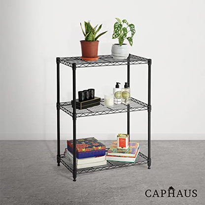 3/4/5-Tier Adjustable Height Wire Shelving Unit, Metal Steel Storage Shelve, Rack Shelving, Garage Shelving Storage Organizer, Utility Storage Shelf, 3-Tier Without Wheels, Black