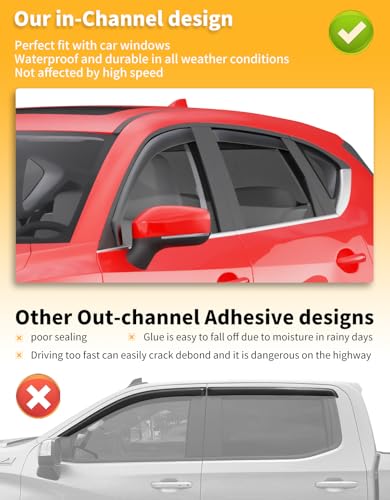 in Channel Window Visors Rain Guards for Mazda CX5 CX (4 Count)