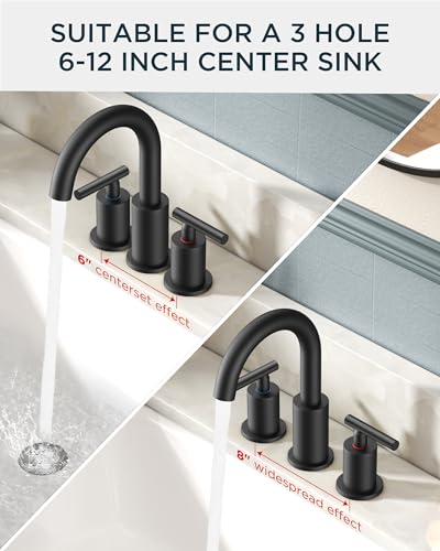 Bathroom Sink Faucet 3 Hole Brushed Gold 8 Inch Widespread