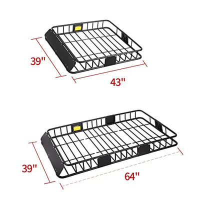 64"x39"x4" Roof Rack Cargo Basket with Cargo Bag & Net
