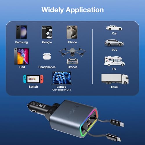 Retractable Car Charger 4 in 1