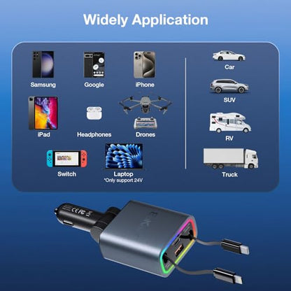 Retractable Car Charger 4 in 1