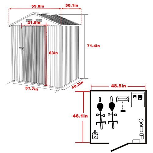4' x 4' Outdoor Storage Shed with Thickened Galvanized Steel