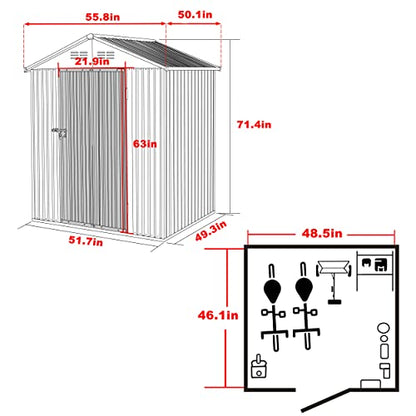 4' x 4' Outdoor Storage Shed with Thickened Galvanized Steel