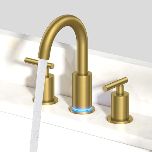 Bathroom Sink Faucet 3 Hole Gold 8 Inch Widespread