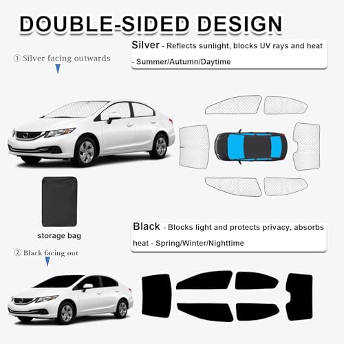 6pcs Thicken Sun Shades for Honda Civic Sedan 2012
