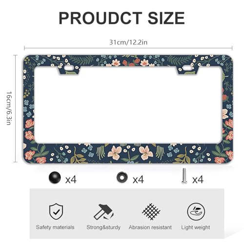 Colorful Floral Flowers License Plate Frames
