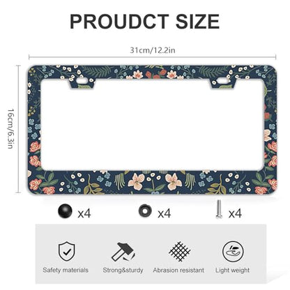 Colorful Floral Flowers License Plate Frames