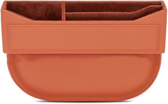 Car Seat Gap Filler Organizer for Tesla Model 3/Model Y/Model X/Model S/Cybertruck,Car Front Seat Organizer Car Console Side Pocket with USB Charging Hole,B Ochre Brown