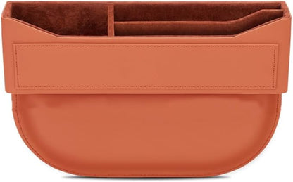 Car Seat Gap Filler Organizer for Tesla Model 3/Model Y/Model X/Model S/Cybertruck,Car Front Seat Organizer Car Console Side Pocket with USB Charging Hole,B Ochre Brown