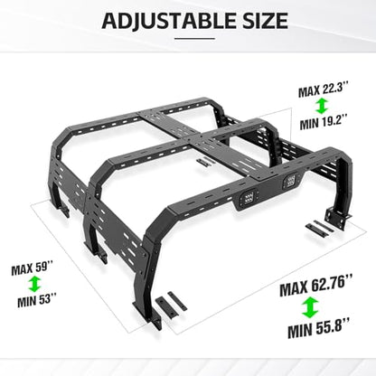 19.2 22.3" Hight Bed Racks Truck Cargo Carrier with 2 LED Lights Compatible with Tacoma
