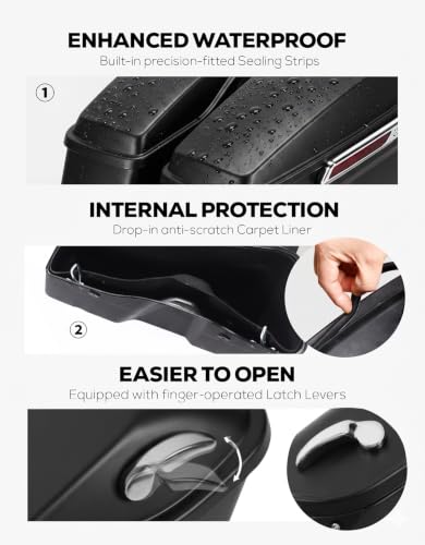 Motorcycle Saddlebags Hard Saddle Bags For Harley Touring 2014 (2 Count)