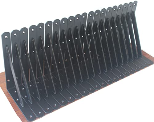 32 Pack L8 x H 6" Black Heavy Duty Shelf Brackets with Screws Metal Shelf Brackets Shelf Support Angle Brackets for Shelves L Brackets Heavy Duty Floating Shelf (32 Count)