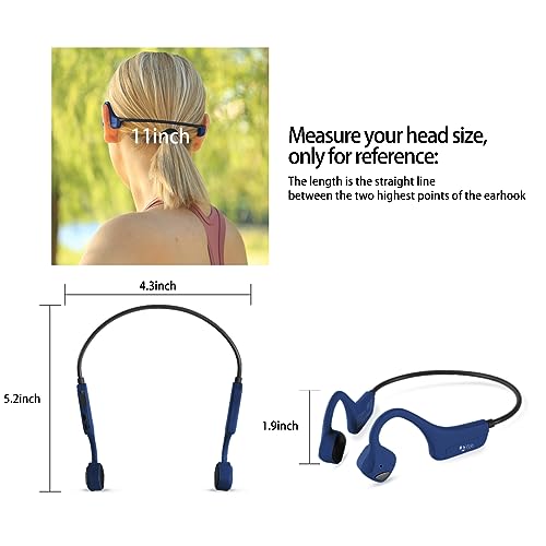Bluetooth Headphones Waterproof Bone Conduction Headset Open Ear Earphones Blue Headset with mic