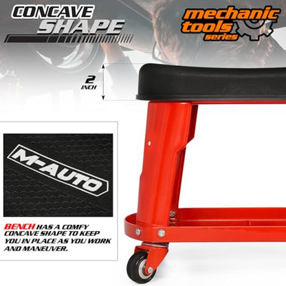Heavy Duty Garage Rolling Work Seat 300LBS Capacity Mechanics Stool with Wheels