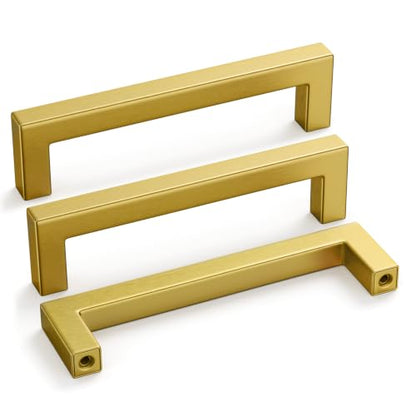 10 Pack 4-1/2In Gold Cabinet Handles Brushed Brass Drawer Pulls (10 Count)