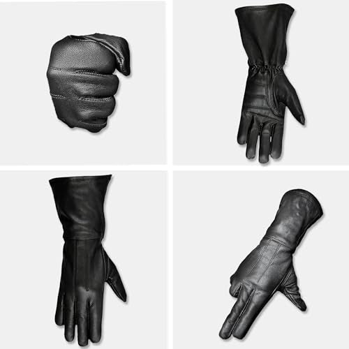 Motorcycle Black Gauntlet Gloves Unlined Cold