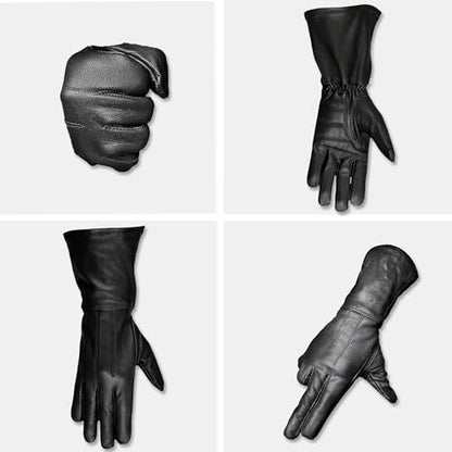 Motorcycle Black Gauntlet Gloves Unlined Cold