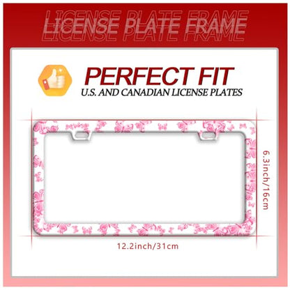Pink Butterfly Animal Stainless Steel License Plate Frame for US Cars Decor