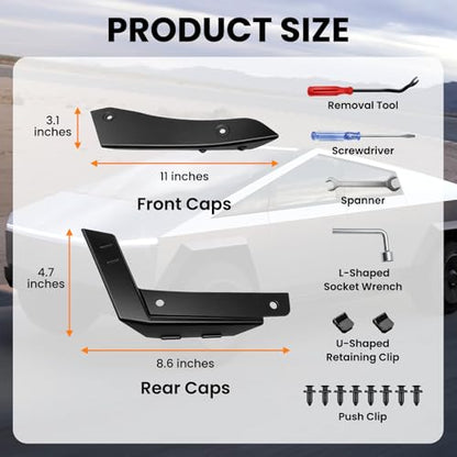 Wheel Fairing Delete Covers Fit for Tesla Cybertruck 2024 (4 Count)