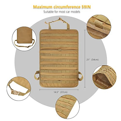 Universal Tactical Car Seat Back Organizer Bag Tactical Molle Vehicle Organizers Panel Vehicle Protector Organizers with 5 Detachable Pouches for Car Truck Ford Jeep