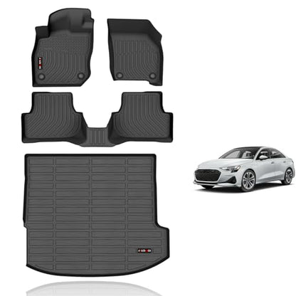 Floor Mats & Cargo Liner Custom for Audi A3 2022 2023 2024 Car Mats Automotive Cargo Mat TPE Floor Liners Audi A3 All Weather Trunk Mat Accessories Trunk Liner Black