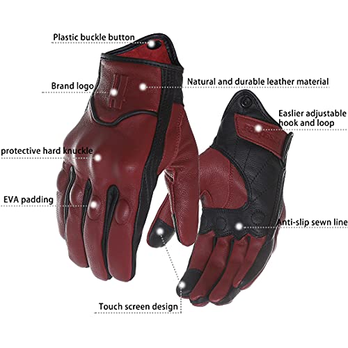Mens Touchscreen Riding Gloves GM028US Oxblood Black M