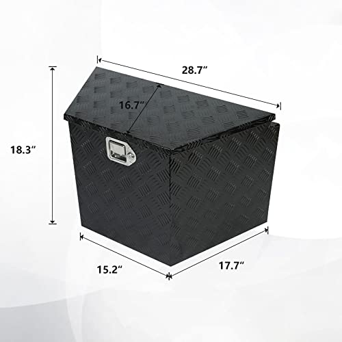 28 Inch Heavy Duty Aluminum Stripes Plated Tool Box Pick Up Truck Bed RV Trailer Tongue Toolbox Waterproof Storage Organizer with Lock and Keys