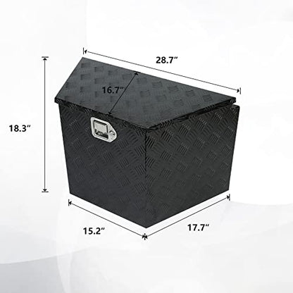 28 Inch Heavy Duty Aluminum Stripes Plated Tool Box Pick Up Truck Bed RV Trailer Tongue Toolbox Waterproof Storage Organizer with Lock and Keys