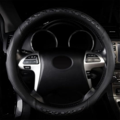 Faux Leather Heavy Duty Inner Ring car Steering Wheel Cover 14.5