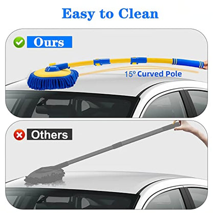 15°Curved Chenille Car Wash Brush Mop with Long Handle