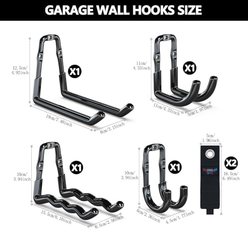 Garage Hooks Heavy Duty 6 Pack Wall Mount Storage Organizer (4 Count)
