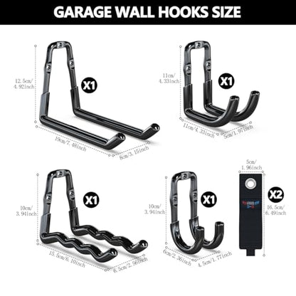 Garage Hooks Heavy Duty 6 Pack Wall Mount Storage Organizer (4 Count)