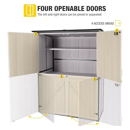 Storage Shed Outdoor Storage Cabinet Upgraded with All Arounded Metal Frame