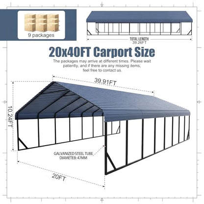20x40 ft Metal Carport & Portable Garage