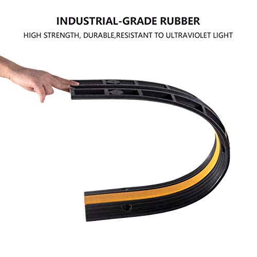 4 Pack Rubber Cable Ramp Hose Cable Protector Ramp 1 Channel 11000Lbs Load Capacity Traffic Speed Bump Wires Power Lines Extension Cord Cover for Indoor Outdoor (4 Count)