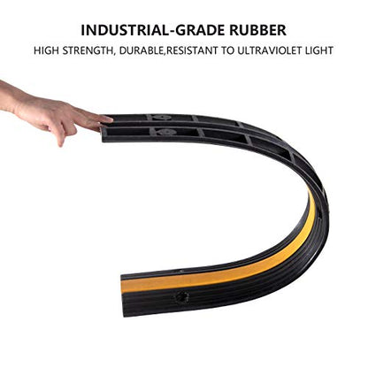 4 Pack Rubber Cable Ramp Hose Cable Protector Ramp 1 Channel 11000Lbs Load Capacity Traffic Speed Bump Wires Power Lines Extension Cord Cover for Indoor Outdoor (4 Count)