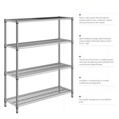 2800 LBS 59" W 4 Tier Storage Shelves Rack Metal Wire Shelving Unit (4 Count)